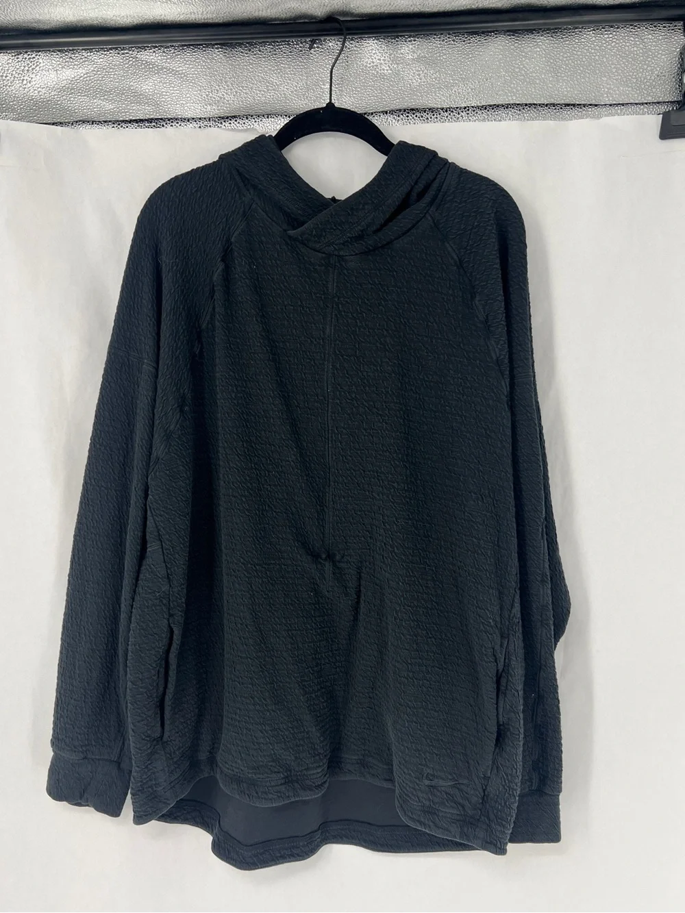 Nike Yoga Black Textured Hoodie with Logo Tag - Picture 1 of 8